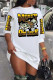 White Fashion Casual Letter Print Patchwork O Neck T-shirt Dress