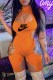 Orange Fashion Sexy Print Hollowed Out Letter O Neck Rompers