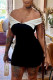 Black Fashion Sexy Solid Patchwork Backless Off the Shoulder Dresses