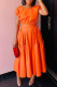 Orange Fashion Casual Solid Patchwork O Neck Short Sleeve Two Pieces