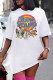 White Fashion Casual Letter Cartoon Print Basic O Neck Short Sleeve Dress Dresses
