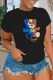 Black Fashion Casual Character Print Letter O Neck T-Shirts