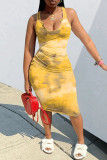 Red Fashion Sexy Print Basic U Neck Vest Dress
