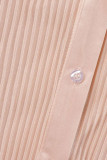 Pink Casual Solid Patchwork Buckle Turndown Collar Long Sleeve Two Pieces