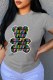 Grey Street Fashion Print Letter O Neck T-Shirts