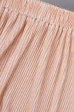 Pink Casual Solid Patchwork Buckle Turndown Collar Long Sleeve Two Pieces