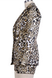 Leopard Print Fashion Casual Print Patchwork Turndown Collar Long Sleeve Two Pieces