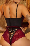 Red Fashion Sexy Solid Patchwork Backless Lingerie