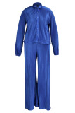 Pink Casual Solid Patchwork Buckle Turndown Collar Long Sleeve Two Pieces