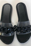 Black Casual Street Bead tube Opend Out Door Shoes