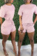 Pink Casual Solid Patchwork O Neck Short Sleeve Two Pieces