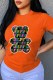 Orange Street Fashion Print Letter O Neck T-Shirts
