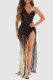 Green Sexy Solid Sequins Patchwork Asymmetrical Collar Evening Dress Dresses