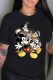 Black Fashion Street Character Patchwork O Neck T-Shirts