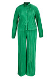 Pink Casual Solid Patchwork Buckle Turndown Collar Long Sleeve Two Pieces