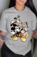 Grey Fashion Street Character Patchwork O Neck T-Shirts