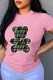 Pink Street Fashion Print Letter O Neck T-Shirts