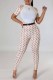 Colour Fashion Street Print Patchwork O Neck Short Sleeve Two Pieces