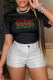 Black Fashion Casual Print Letter O Neck T-Shirts