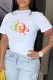 White Fashion Casual Print Letter O Neck T-Shirts