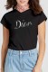 Black Fashion Casual Print Letter O Neck T-Shirts