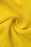 Yellow Fashion Sexy Patchwork Backless Off the Shoulder Evening Dress