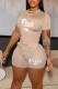 Khaki Casual Print Patchwork O Neck Short Sleeve Two Pieces