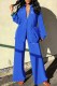 Blue Fashion Casual Print Letter Turndown Collar Long Sleeve Two Pieces