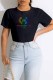 Black Fashion Casual Print Letter O Neck T-Shirts