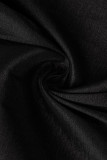 Black Fashion Sexy Solid Patchwork Slit O Neck Evening Dress