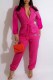 Rose Red Fashion Casual Print Patchwork Turndown Collar Jumpsuits