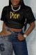 Black Fashion Casual Print Letter O Neck T-Shirts