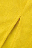 Yellow Fashion Sexy Patchwork Backless Off the Shoulder Evening Dress