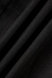 Black Fashion Sexy Solid Patchwork Slit O Neck Evening Dress