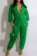 Green Fashion Casual Print Patchwork Turndown Collar Jumpsuits