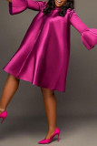 Pink Casual Elegant Solid Patchwork Zipper O Neck A Line Dresses