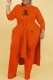 Orange Fashion Casual Print Letter O Neck Long Sleeve Two Pieces