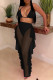 Black Fashion Sexy Patchwork Solid See-through Backless Strap Design Swimwears