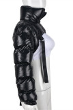 Black Fashion Casual Solid Cardigan Mandarin Collar Outerwear