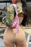 Camouflage Fashion Casual Camouflage Print Patchwork Turndown Collar Outerwear