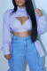 Blue Fashion Sexy Striped Print Bandage Hollowed Out Patchwork Turndown Collar Long Sleeve Two Pieces