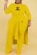 Yellow Fashion Casual Print Letter O Neck Long Sleeve Two Pieces