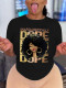 Black Fashion Casual Print Patchwork O Neck T-Shirts