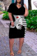 Black Fashion Casual Print Patchwork V Neck Short Sleeve Dress