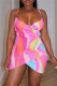 Pink Fashion Sexy Print Backless Spaghetti Strap Sleeveless Dress