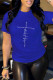 Blue Fashion Casual Patchwork Hot Drill O Neck T-Shirts