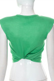 Green Fashion Casual Print Patchwork O Neck T-Shirts