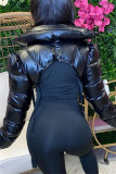 Black Fashion Casual Solid Cardigan Mandarin Collar Outerwear