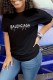Black Fashion Casual Print Letter O Neck T-Shirts