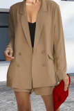 Green Fashion Solid Patchwork Turndown Collar Long Sleeve Two Pieces